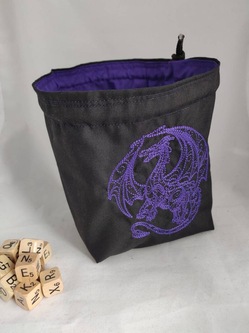 Dragon Dice Bag Purple D&D Dice Bag Meeple Bag Tile Etsy