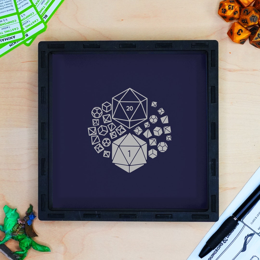 Dice Patterned Dice Tray, Role Play Dice Games Dice Box, Black Wooden