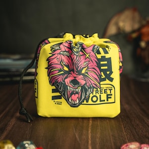 Bolsa de dados CyberPunk, bolsa de fichas Cyber Wolf, bolsa de contención, nido de tesoros, bolsa para juegos de mesa, bolsa de algodón independiente, con cordón, bolsa de almacenamiento, D&D