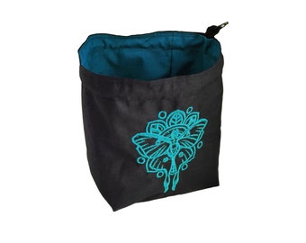 Butterfly D&D Dice Bag, Druid Bag of Holding, Embroidered Treasure Nest, Woodland Tile Drawing Bag, Enchanted Dice Bag, Tabletop Gaming Bag