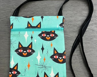 Black Cat Halloween Fabric Purse