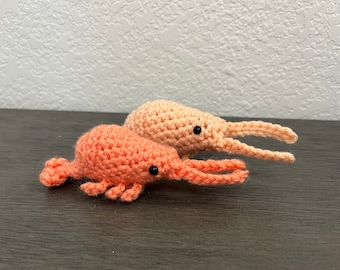 Emotional Support Shrimp- Crocheted Amigurumi Shrimp