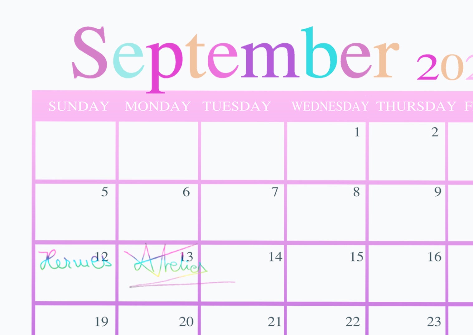 PRINTABLE September Calendar Printable Kids Calendar | Etsy
