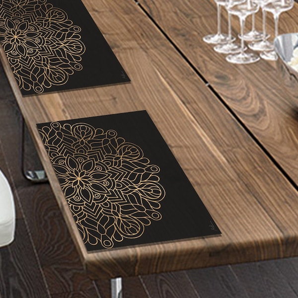Black Gold Placemats Etsy