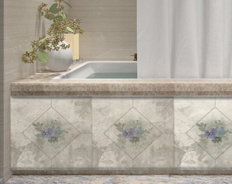 Azulejo autoadhesivo con diseño floral azul violeta, decoración de pared extraíble