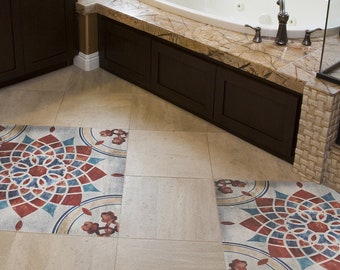 Azulejos de suelo Mandala, suelos de vinilo autoadhesivos Boho