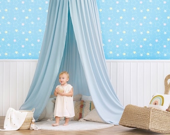 Blue Stars Nursery Wallpaper, Peel and Stick Removable Vinyl
