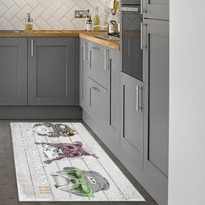 Artistieke Monkeys, Vinyl Keuken Vloermat, Vinyl Vloerkleed, Vloerkleed, PVC Mat, Bedrukte Vloermat, Linoleum Vloerkleed, Linoleum Teppich, PVC Tapijt
