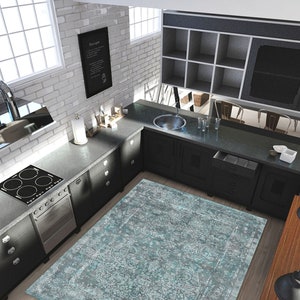Moderne keukenvloermat, wasbaar vloerkleed, vinylmat voor keuken, vinylgebiedskleed, PVC, vinylmat, linoleumtapijt, PVC-tapijt