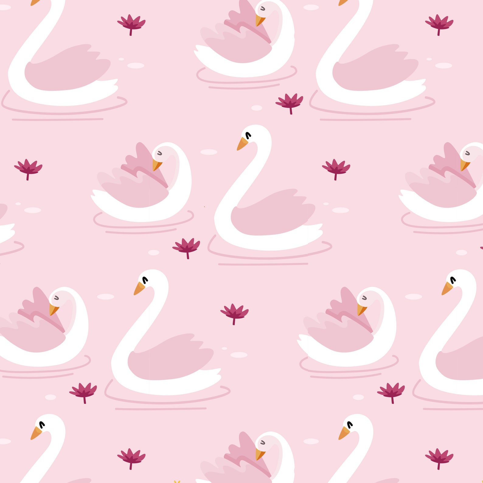 Pink Wallpaper Swan Wallpaper Nursery Wallpaper Kids - Etsy