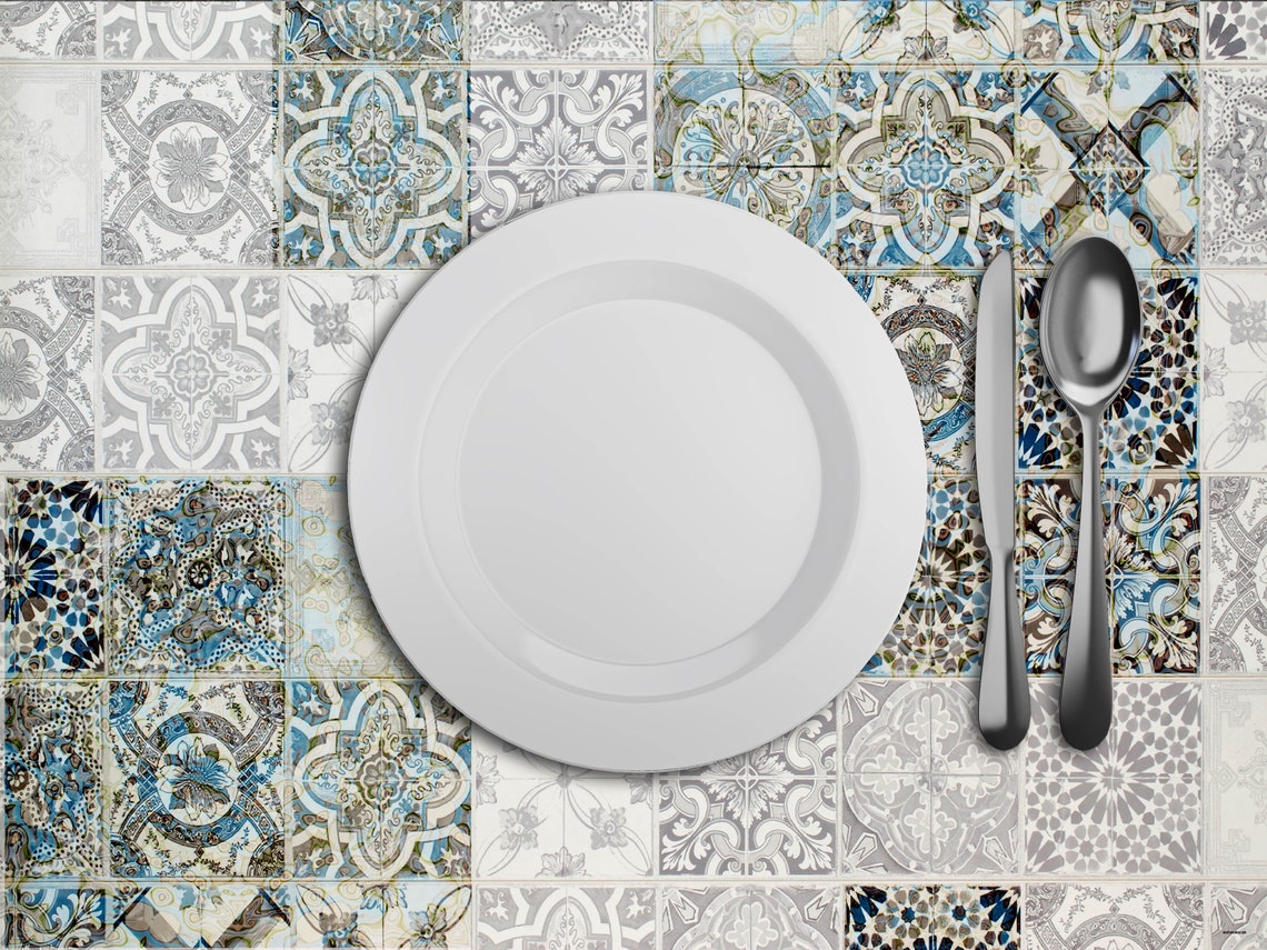 Bluegray Tile Placemats Dinner Placemats Designer Etsy