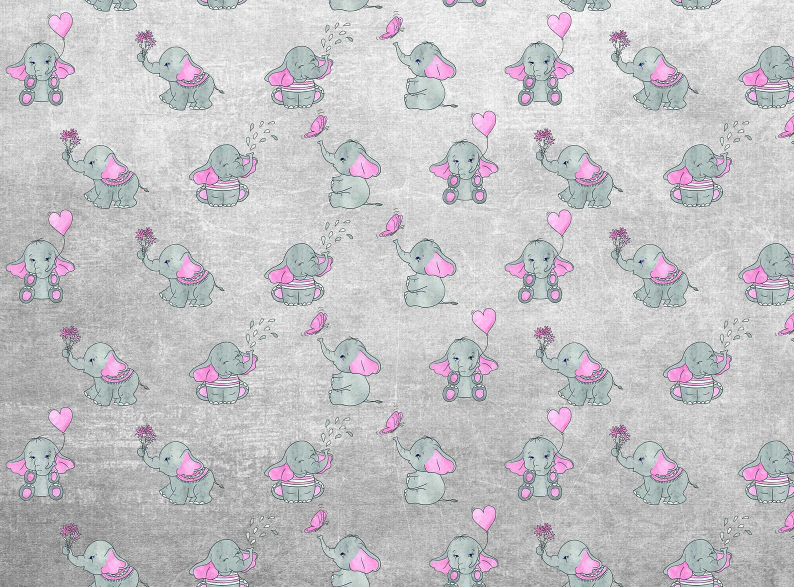 Pink&gray Elephant Wallpaper Girls Nursery Wallpaper Animal Etsy