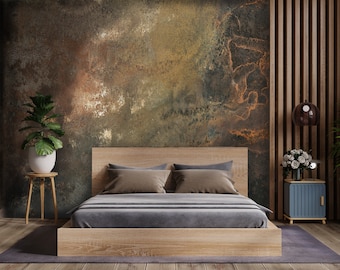 Rusted Peel & Stick Wallpaper, brown Wallpaper, Industrial Removable Wallpaper, rust wallpaper, Vinyl Wallpaper, Stick On Bedroom Wall Mural