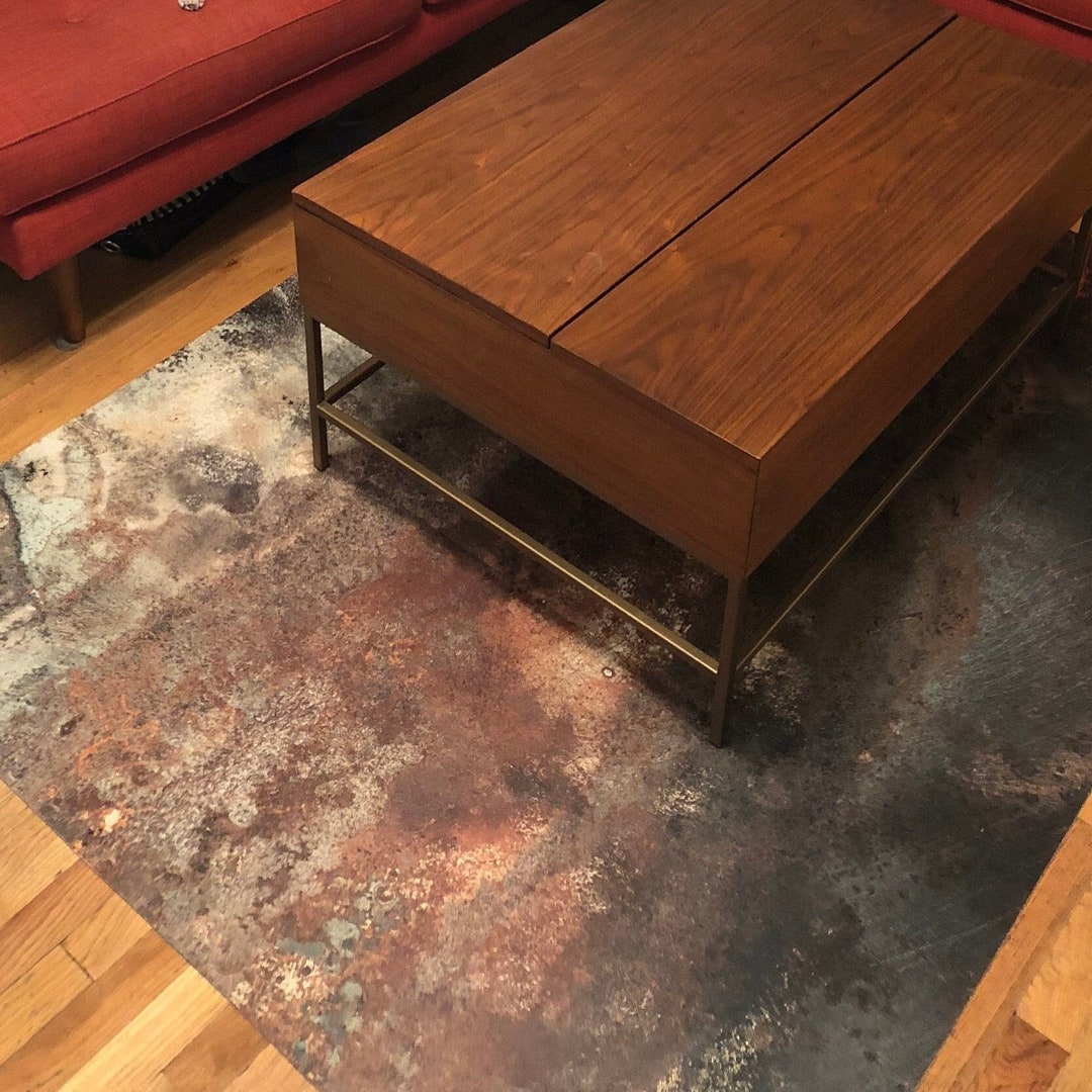 Rug for Bath, Rust Color, Non Slip Mat, PVC Floor Mat, Vinyl Floor Rug ...