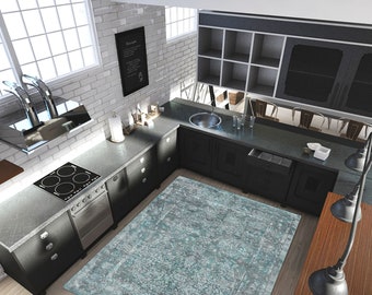 Modern Kitchen Floor Mat, Washable Vinyl Rug, PVC Carpet