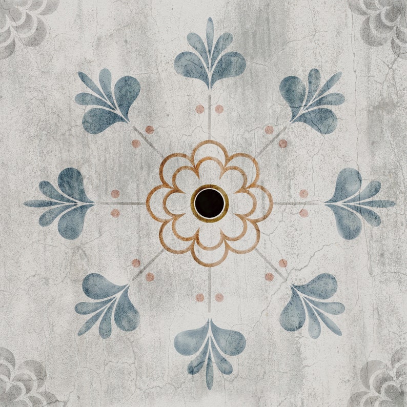 Flower Fireplace Tile Stickers Kitchen Tile Decal Grey Etsy