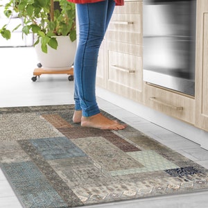 patchwork Mat, Vintage carpet, Turkish rug, Linoleum Rug, PVC Floor Mat, Boho Living Room Rug, Linoleum Floor Mat, Vintage Room Decor