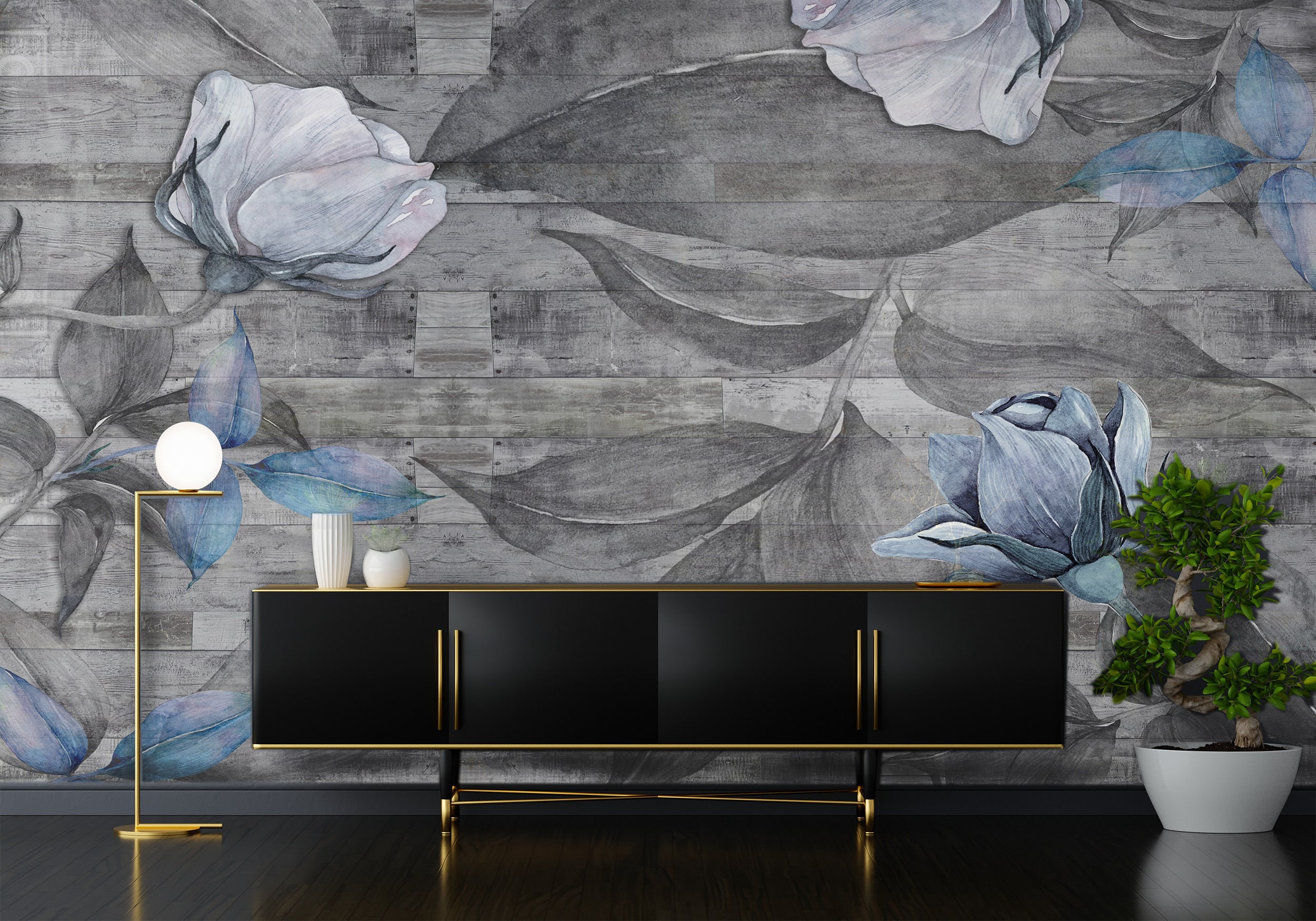 Grey Peel Stick Wallpaper Removable Vinyl Wallpaper Tropical | Etsy