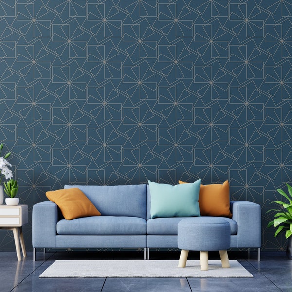 Masculine Blue Removable Wallpaper Etsy