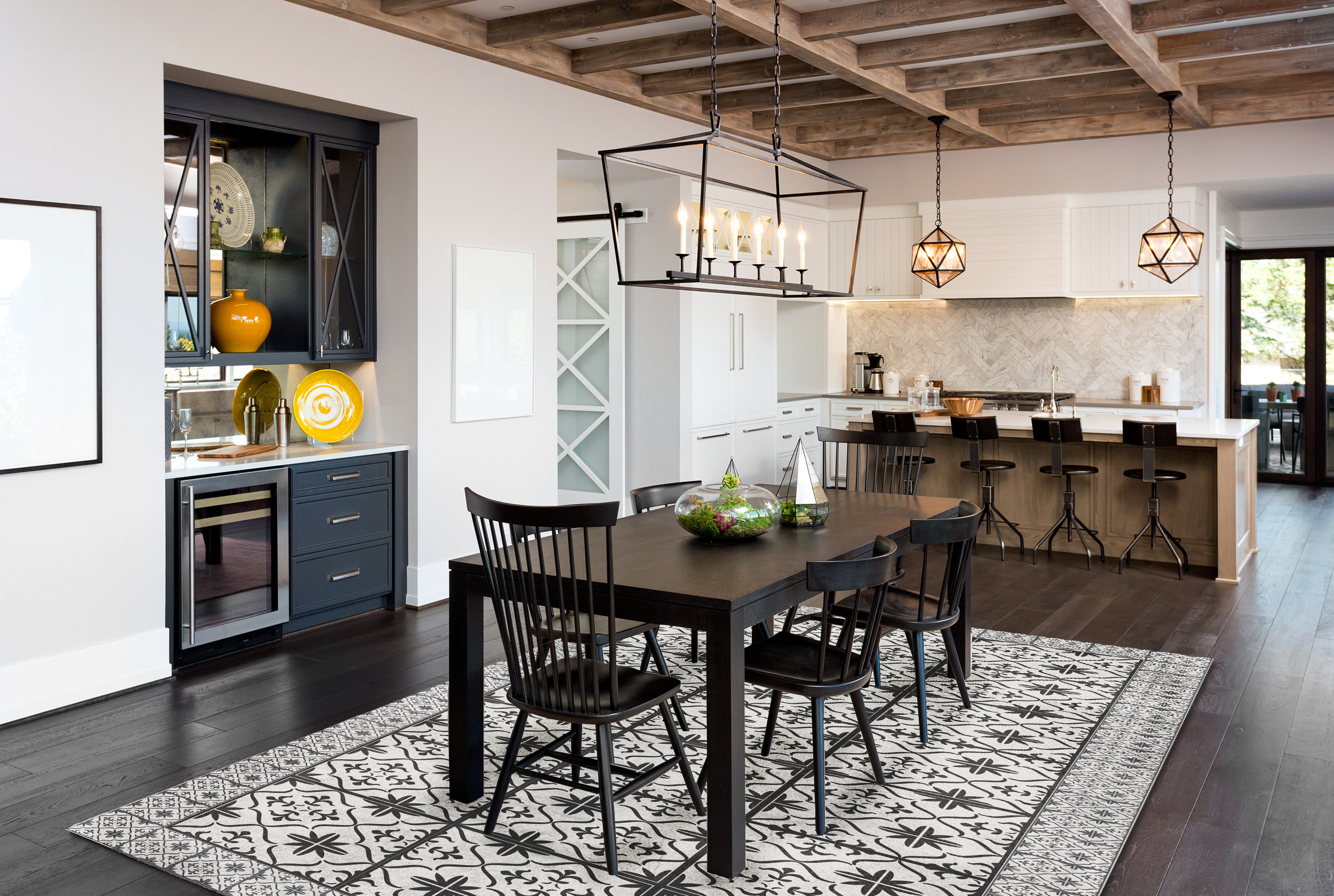 White Area Rug In Dining Room