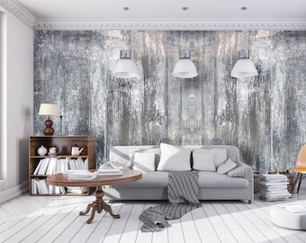 Bluish Gray Wood Texture Peel and Stick Wallpaper, Removable