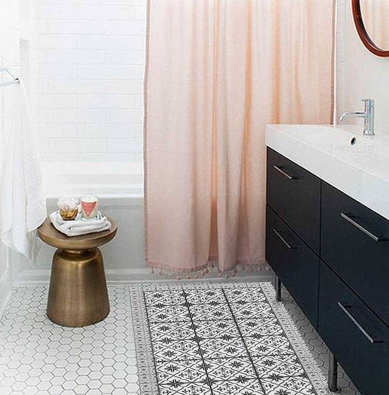 Black and White Dining Room Mat Oversized Area Rugs Rug Etsy