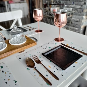 Terrazzo Placemats, Set of 4-12, Table Mats, colorful placemats,  Vinyl Placemats Set, Vinyl Table Place Mat Set