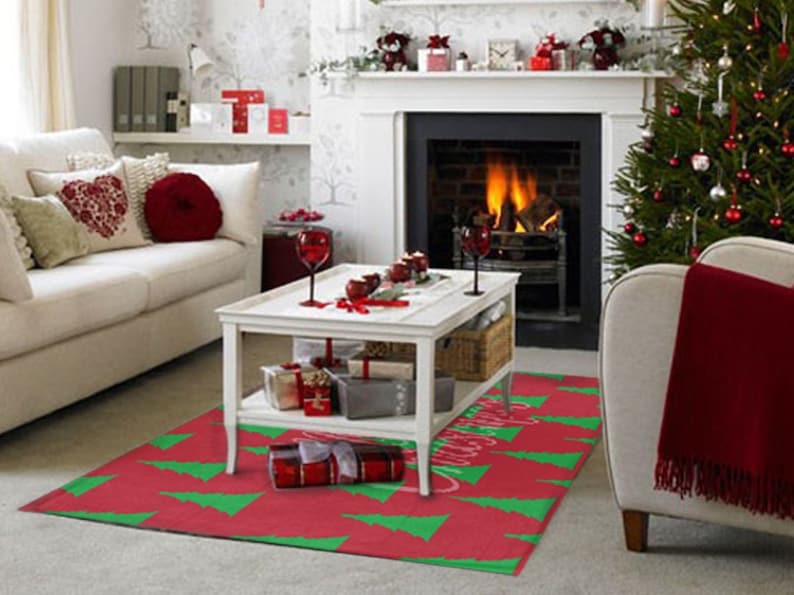 Christmas Home Decor Christmas Area Rugs Christmas Tree Rug Etsy