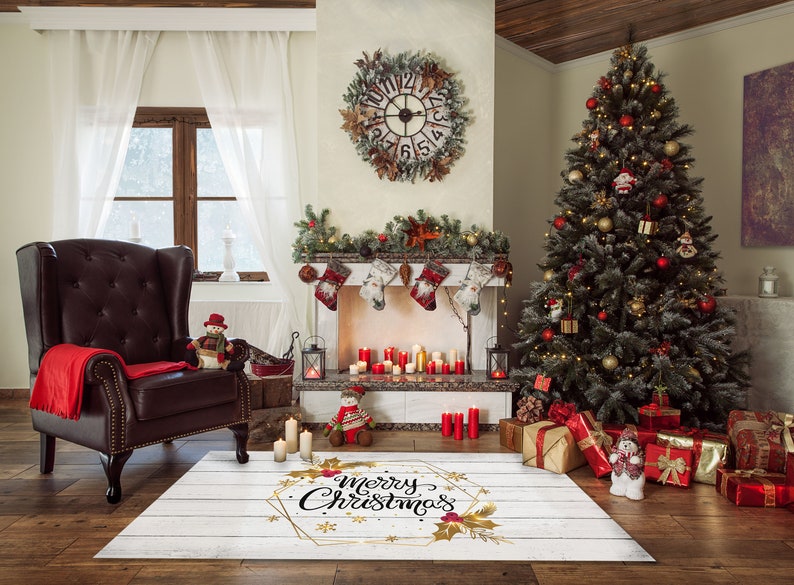 Large Christmas Area Rug Christmas Mats 8x10 Christmas Rug  Etsy