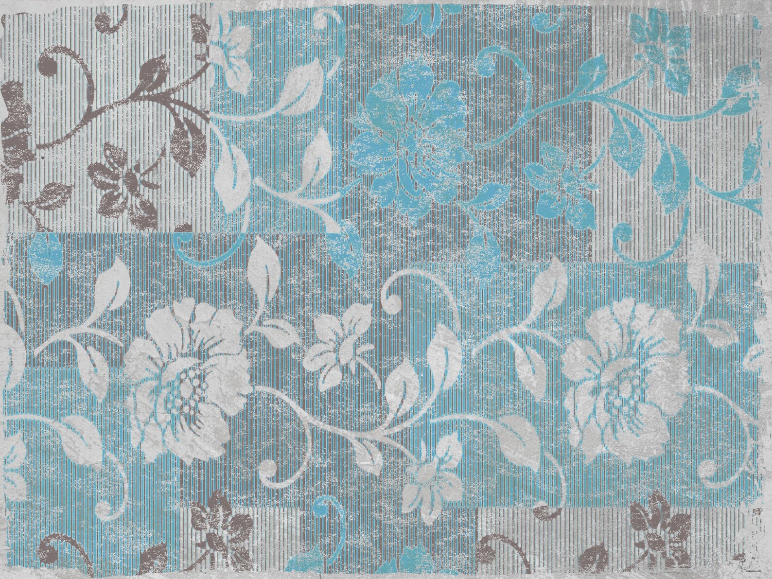 Blue Flower Placemats Linoleum Tischset Designer Dinner Etsy