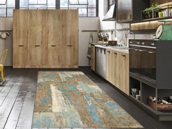 Alfombra de piso de vinilo para cocina, decoración del hogar, alfombra  azul, alfombra de área de vinilo, alfombra de vinilo de PVC, vinilo tapis,  alfombra de piso impresa, alfombra de linóleo 