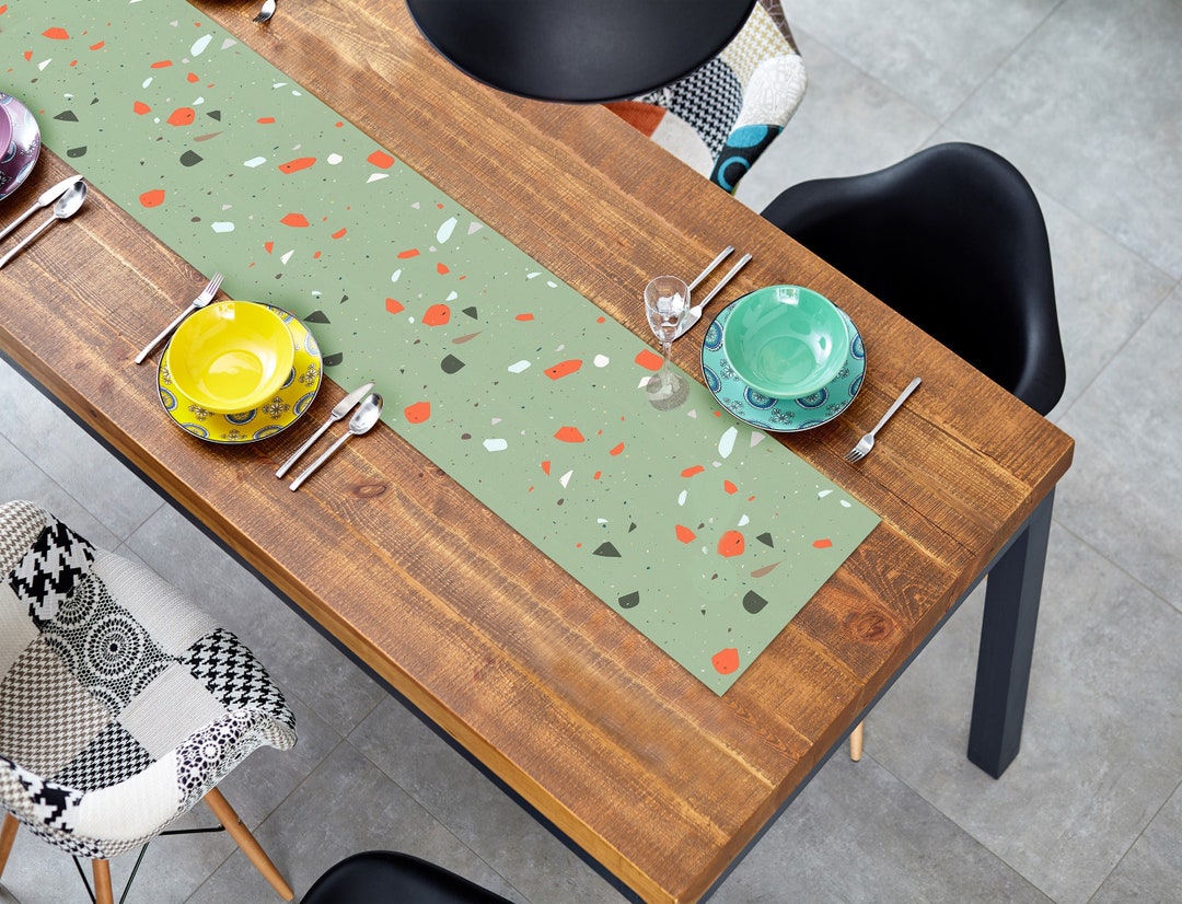 Pvc Table Runner Colorful Terrazzo Pattern Vinyl Table Runner, Easy Clean PVC - Etsy