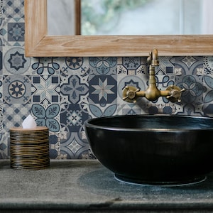Vintage Blue Machuca Tile Stickers for Spanish Kitchen and Bathroom - Peel & Stick Floor and Wall Decals, Tile peel and stick, floor or wall