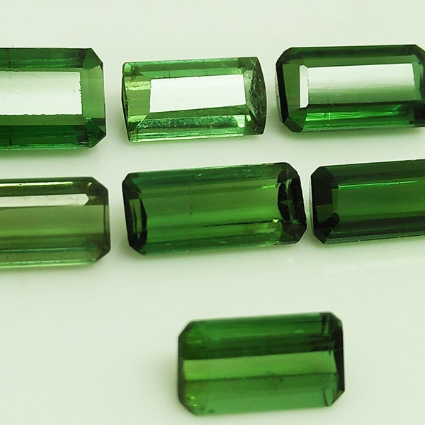 Natural Green Tourmaline Cut loose gemstones lot 13.00 Carats 7 Pieces of Afghanistan Origin, Cushion cut for jewelry VS clarity