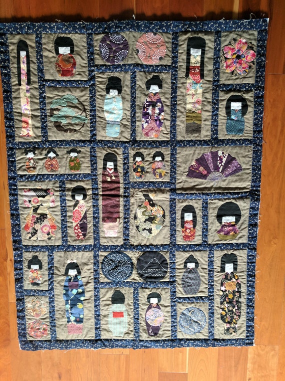 Handmade Japanese Fabric Patchwork / Applique (kokeshi, Sashiko 