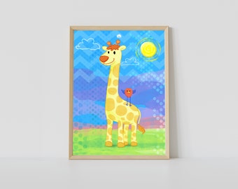 Giraffe Animal Art *DIGITAL DOWNLOAD*, PRINTABLE Poster | Colorful Animal Alphabet Poster | Boy and Girl Poster | Homeschool Classroom Decor