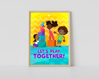 Children&#39;s Let&#39;s Play Together *DIGITAL DOWNLOAD*, PRINTABLE Wall Art, Children&#39;s Wall Art, Kids Decor, Nursery Decor, Instant Download