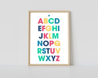 Children&#39;s Alphabet *DIGITAL DOWNLOAD*, Abc Print, PRINTABLE Wall Art, Educational Wall Art, Kid Room Decor, Nursery Decor, Instant Download