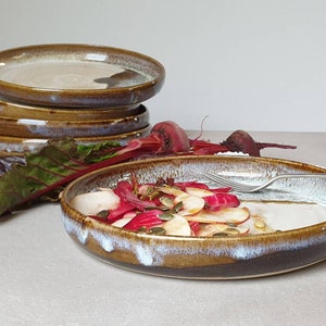 Ready to ship: Handmade Stoneware Dinner Plates, Brown Glazed, Christmas and Wedding Gift, Gift for Couple image 8