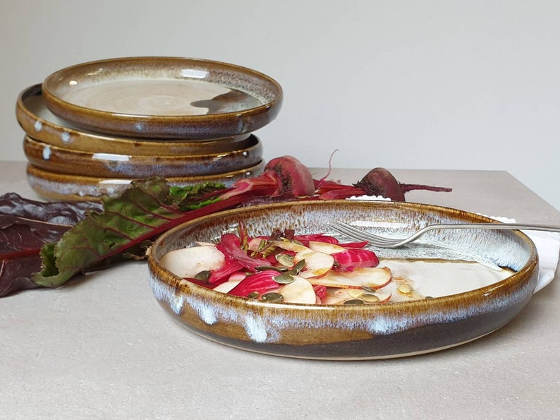 Ready to ship: Handmade Stoneware Dinner Plates, Brown Glazed, Christmas and Wedding Gift, Gift for Couple image 8