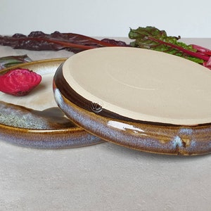 Ready to ship: Handmade Stoneware Dinner Plates, Brown Glazed, Christmas and Wedding Gift, Gift for Couple image 4