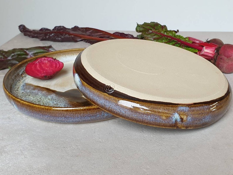 Ready to ship: Handmade Stoneware Dinner Plates, Brown Glazed, Christmas and Wedding Gift, Gift for Couple image 4