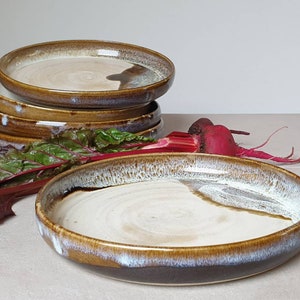 Ready to ship: Handmade Stoneware Dinner Plates, Brown Glazed, Christmas and Wedding Gift, Gift for Couple image 2
