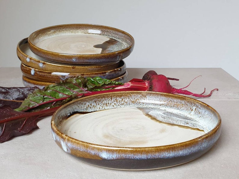 Ready to ship: Handmade Stoneware Dinner Plates, Brown Glazed, Christmas and Wedding Gift, Gift for Couple image 2