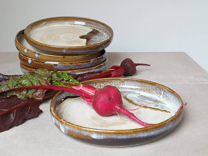 Ready to ship: Handmade Stoneware Dinner Plates, Brown Glazed, Christmas and Wedding Gift, Gift for Couple image 3