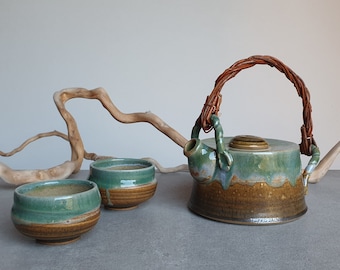 Turquoise and Green stoneware teapot, Wedding gift, homeware, pottery, hand thrown, 9th anniversary, wedding gift