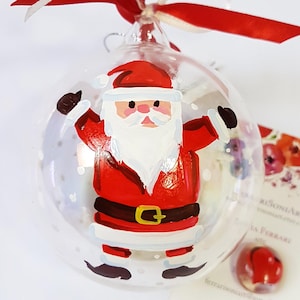 Bal met de KERSTMAN en de naam of groet van het kind, allemaal met de hand beschilderd. Gepersonaliseerd cadeau voor kind, vriend of kleinkind.