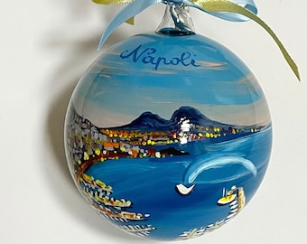 Napoli pallina di Natale dipinta a mano. Sfere delle città italiane personalizzate. Regalo per originari napoletani o amanti dell' Italia.