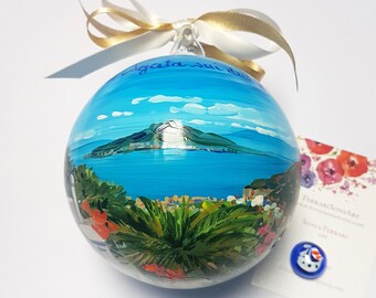 Personalized holiday in Italy ornaments, Sant'Agata sui due Golfi, Sorrento peninsula, hand-painted souvenir of your italian trip