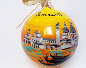 Venice at sunset, customizable Italian city ornament. Ideal gift for art and trips to Italy lovers, Christmas enthusiasts original souvenir